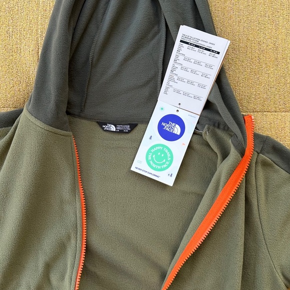 The North Face® boys fleece hoodie zip-thru jacket, L 14/16 olive w/gray NWT - Picture 5 of 9